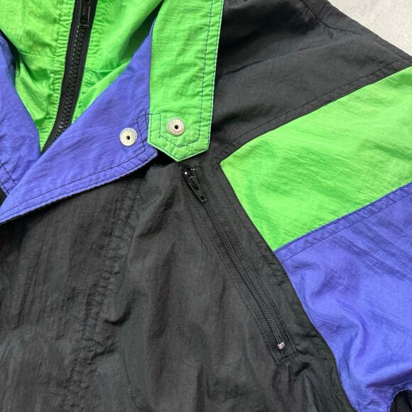 Vintage 90s Colin Retro Ski Windbreaker Full Zip Jacket Womens Size M Green Blk - Picture 7 of 9